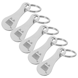 Parliky 5pcs Stainless Steel Shopping Cart Token Key Ring Shoe Tip Keychain for Accessories
