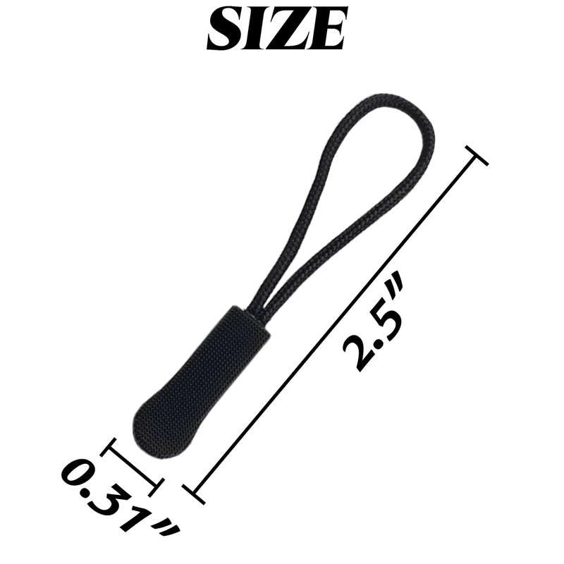 TIHOOD 100PCS Replacement Zipper Pulls Black Zipper Pull Cord Extender