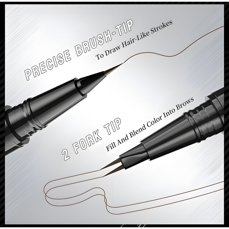 Microblading Brow Pen – Dual-Ended with Spoolie Brush – Long-Wear,