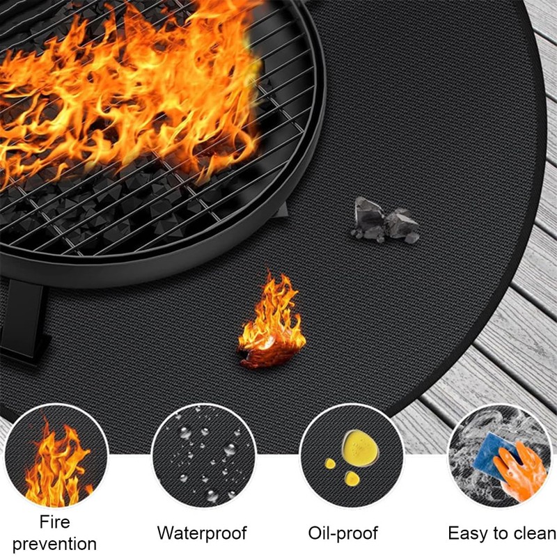Fire Bowl Mat, Fireproof Mat, Black, 50 cm, Reusable, Fireproof,