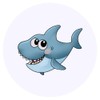 24 x 40mm Round 'Cute Cartoon Shark' Stickers (SK00066728)