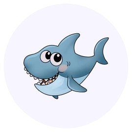 24 x 40mm Round 'Cute Cartoon Shark' Stickers (SK00066728)