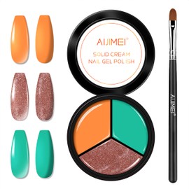 AIJIMEI Solid Gel Polish 15ML Nail Polish Cream Nail Painting Gel 3in1 Solid Nail Polish Soak Off Gel Solid Cream Gel Polish for Salon Home DIY Solid Gel Nail Polish Polish Solid Glue(A34)