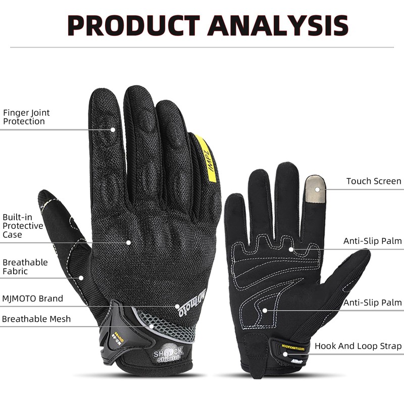 mjmoto Motorcycle Gloves Men Touch Screen Motocross BMX ATV MTB