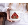 MAXIKIWI Langlebige Emaille-Kaffee- oder Tee-Camping-Tasse für drinnen und draußen, Weihnachtsbauernhof-Motiv,