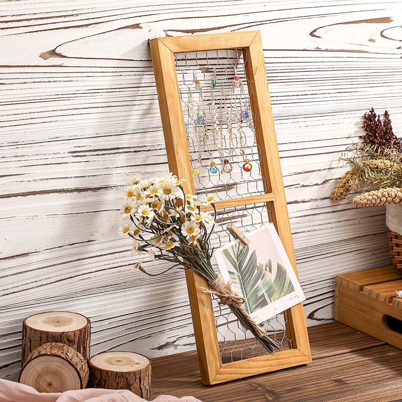 Chunful Pack Chicken Wire Wooden Frame Unfinished Wood Window Frame
