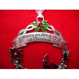 GANZ NEW Cardinal Ornament w/Crystal,  "Wishing you Love & Joy at Christmas", by Ganz