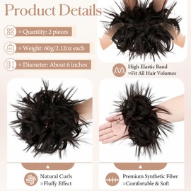 FeidyLong Messy Bun Hair Piece Tousled Updo Hair Buns Extension Elastic Band Curly Scrunchie for Women Chignon Ponytail Hairpiece Daily Wear