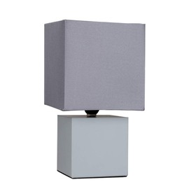MiniSun | Modern Grey Cube Design Touch Table Lamp with a Grey Fabric Light Shade | Table Lamps, Home Décor & Improvement Essential