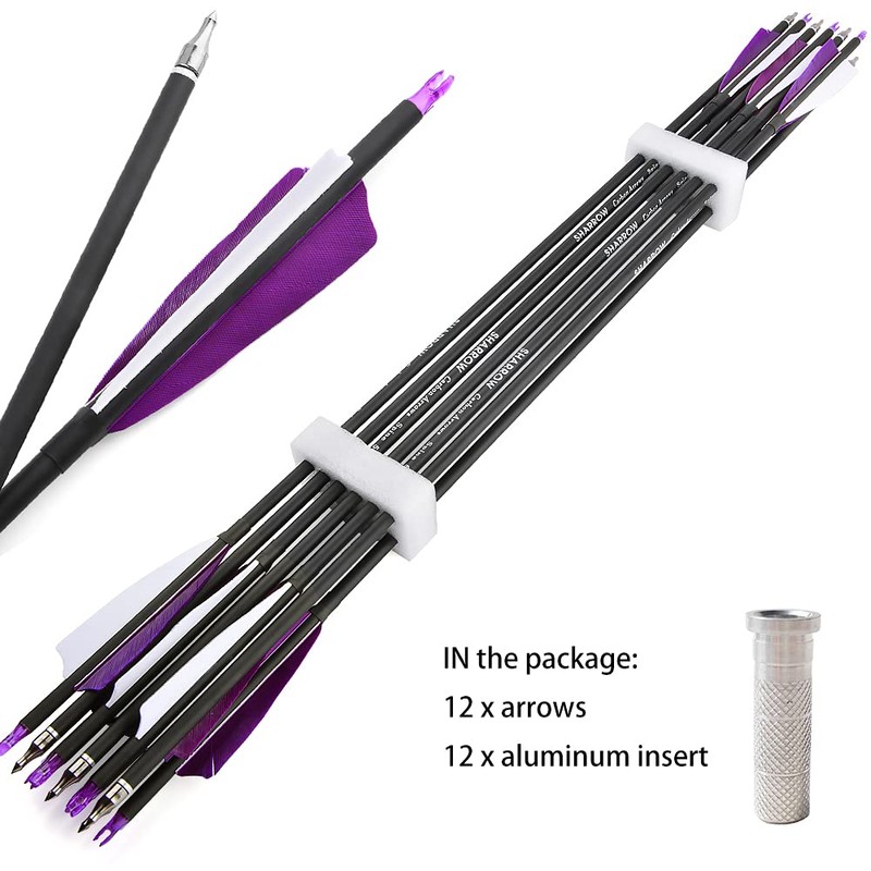 ZSHJGJR 30 Inch Archery Carbon Arrows Hunting Arrows with 4”