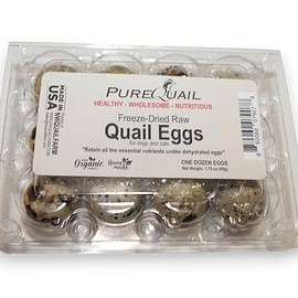 Freeze Dried Organic Quail Egg Topper for Dogs or Cats - Made in USA - Premium Quality - High Protein - Nutrient-Rich - Ideal for Picky Eaters - One Dozen