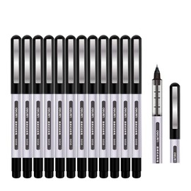 Surcotto Surcotto Tintenroller Stifte schwarz, 0,5mm Tintenschreiber, glatter Kugelschreiber, schnelltrocknend, flüssige Tinte, dokumentenecht, Rollerball Pen für Büro Schule, Schreibset – 12 Stück