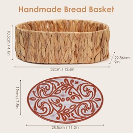 Bread Warmer Basket with Stone - Includes Linen Towel and Clips,Bread Baskets for Serving Tortilla,Sourdough,Terracotta Loaf Warmer Gifts for Hostess Gifts New Home,Sourdough Bakers,Mom Dad Birthday