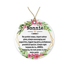 WolfeDesignPDD Nonnie Noun Ornament-Christmas Ornament for Nonnie-Mother's Day Ornament-Nonnie Gifts-Nonnie Definition-Keepsake Printed on Both Sides,White