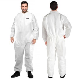 YIBER Hazmat Suit Disposable Overalls | Heavy Duty Full Body Painters Coveralls in 7 Sizes with Multiple Specifications for Men & Women Without Hood - Breathable & Water-Resistant