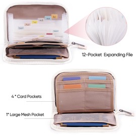 FRECOLSH Receipt Organizer with 12 Pockets 8x5.5 Small Receipt Holder Organizer - Accordion File Organizer - Cash/Bill Organizer -Coupon Holder - Budget Binder Money Organizer for Travel, Business