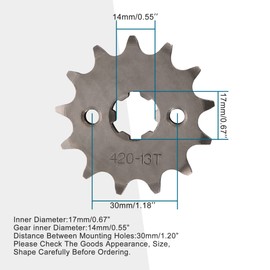 GOOFIT 17mm Front Sprocket for Motorcycle Dirt Bike ATV (420-13T)
