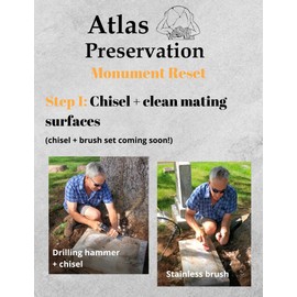 Atlas Preservation Small Light Gray Monument Repair Kit - Reset a Headstone on a Flat Base - Monument Setting Compound, Epoxy Putty, Lead Wedge Spacers, Wooden Blocks, Tuck Pointer, Grey