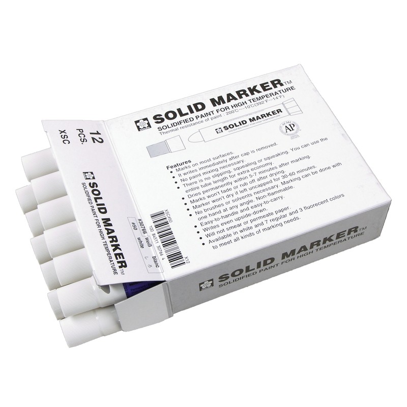 Sakura Solidified Paint Solid Marker, White (Box of 12),XSC-50