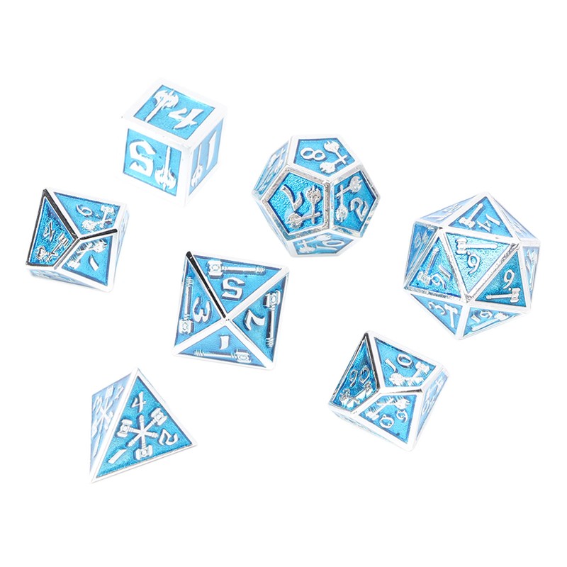 7pcs Polyhedral Dice Set Clear Number Metal Glossy Odorless Table