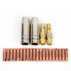 24PCS Mig Welding Nozzle Welder Torch Nozzles Consumables Gold Tip Holder Contact Tips Gas nozzle Set 15AK MB15 Mig Torch Nozzle (Accessories Kit 0.035")