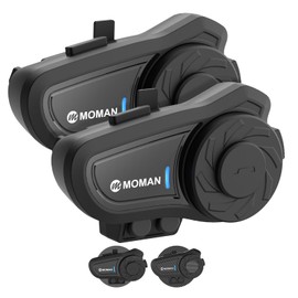 Moman H2 Pro (New Ver.) 2-piece Set, 1,000 m Communication Range, 2 People Simultaneous Calling, Equipped with DSP & CVC Function, Music Playback, IP65 Waterproof, Voice Assistant, Japanese Language
