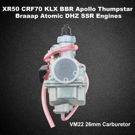 VM22 26m Carburetor Fits Pipe Pit Dirt Bike Motorcycle 110cc 125cc 140cc Lifan YX Zongshen Pit Dirt Bike CRF70 XR50 KLX BBR Apollo Thumpstar Braaap Atomic DHZ SSR with Air Filter Intake