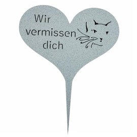 Radami Grave Stake Grave Sign on Rod | with Inscription Wir vermissen Dich Plastic Grave Decoration | Grave Decoration Mourning Heart Saying for Grave Animal Grave Cat