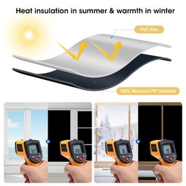 Mishukaze Blackout Roller Blind, No Drilling Required, 300 x 145 cm, with 1 x Tape Measure, 1 x Scissors and 30 Velcro Strips, for Sun Protection, No Drilling Required, for Rooms, Lofts, Offices, Cars