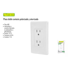 Lion Tools Placa Doble Contacto Polarizado Y Aterrizado Plastico Color Blanco