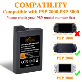 Pickle Power Pickle Power PSP 3000/2000 Battery with PSP Charger Cable for PSP 3000 / PSP Slim 2000 PSP-S110,PSP-3001, PSP-3000, PSP-3002, PSP-3004, PSP-2001, PSP Slim Console