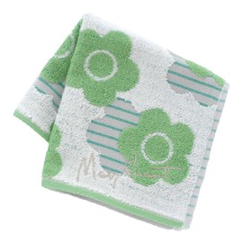 Mariquant 001124-0001-01 Towel Handkerchief, Cool Touch Sensation, Border Daisy (Green), Women's, Hand Towel, Approx. 9.8 inches (25 cm), multicolor, Approx. 25 x 25 cm