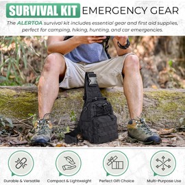 Survival Kit - Survival Gear and Supplies, Camping Gear, 75-Piece 18-in-1 Kit with First Aid, Compass, Headlamp, Shovel, Axe, Fire Starter, and More. Gift for Men, Boys, Fathers, Boyfriends and Dad