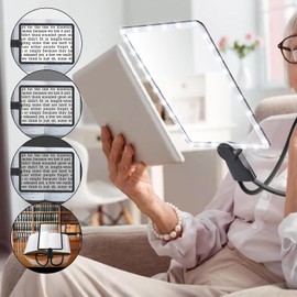 5X Hands Free Magnifying Glass with 50 Ultra-Bright Led Lights, Neck Wear Full Book Page Magnifier for Reading, Large Glass Magnifier for Sewing, Reading, Seniors, Cross-Stitching, Computer, Crafts