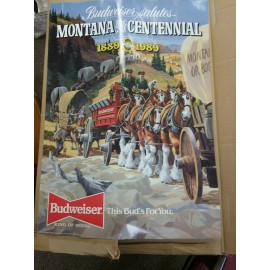 Budweiser NOS Limited Edition 1989 Budweiser Poster 20"x 28"- Montana Centennial