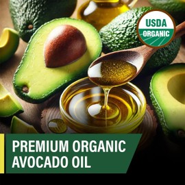 Premium Organic Avocado Oil – Cold-Pressed & Virgin | Pure Avocado Hair Oil, Hydrating & Moisturizer for Skin & Hair | Cooking & Aromatherapy Use | 32 Fl Oz (Net Wt. 0.86 kg / 1.9 lb)