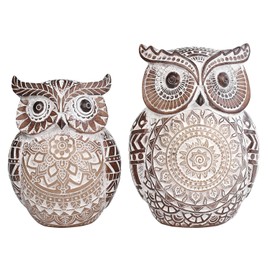 Adorable Owl Figurine Shelf Decor for Home and Office - Boho Chubby Owl Figurine for Book Shelf Desktop Cabinet Fireplace Mantel Bathroom Decor Accents