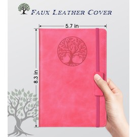 Biuwory Lined Journal Notebook for Women Men,256 Pages A5 Hardcover Leather Journals for Writing,Travel,Business,Work & School,College Ruled Notebooks for Note Taking,Diary Notepad 5.7"×8.3"(pink)