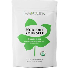 Gynostemma Tea - USDA Organic Jiaogulan Pyramid Teabags - Caffeine-Free Longevity Herbal Tea - 30 Pyramid Tea Bags