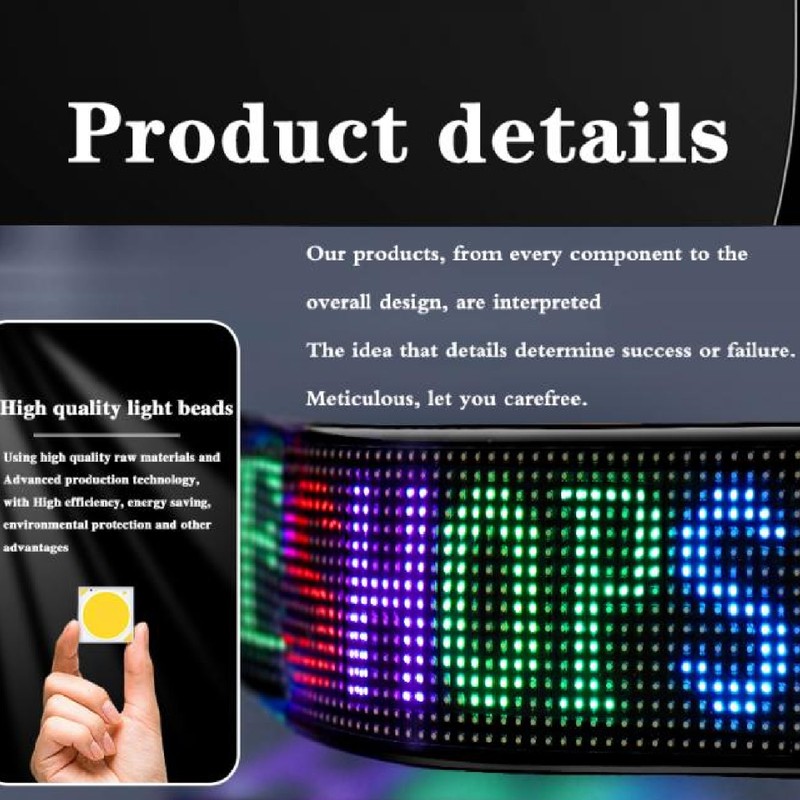 LED Car Sign Professional 13.7x4.0inch Thin Waterproof Scrolling Programmable Flexible