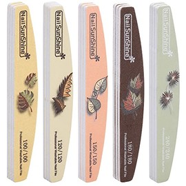 25 Pieces Professional Nail Files and Buffers, Emery Boards Washable Acrylic Files 100/120/150/180/240 Grits Coarse Nail Files Emery Boards for Gel Nails