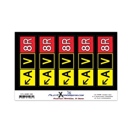 Aviator (AV8R) Aviation Sticker, Taxiway Sign, 5 Pack, 3" x 1" Vinyl Stickers