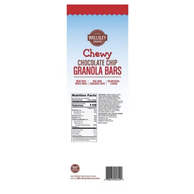 Wellsley Farms Chewy Chocolate Chip Granola Bars, 60 ct.