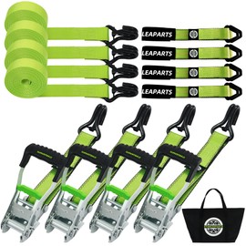 Car Tie Down Straps for Trailers with J Hooks (4PK) - Car Tie Down Axle Straps 2" x 8' - 10,000lb Guaranteed Break Strength -2" x 38" Axle Tie Down Straps, Perfect for Trailer, UTV, Truck Moving