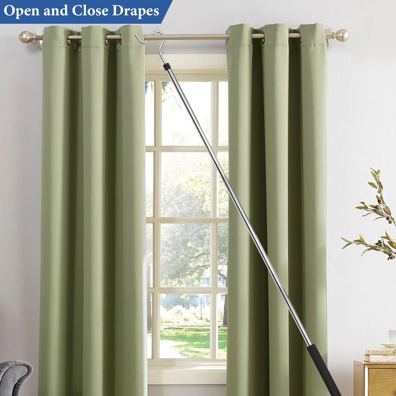 Greeily Clothes Hook Pole, Clothes Hanger Reaching Hook for Hanging