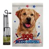 Breeze Decor Patriotic Golden Labrador Retriever Garden Flag Set with