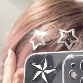 10pcs Silver Star Hair Clips Star Barrettes Star Hair Clips y2k Metal Star Barrettes Non Slip Cute Star Clips Hair Accessories for Women Girls Kids