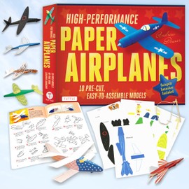 High-Performance Paper Airplanes Kit: 10 Pre-cut, Easy-to-Assemble Models: Kit with Pop-Out Cards, Paper Airplanes Book, & Catapult Launcher: Great for Kids and Parents!
