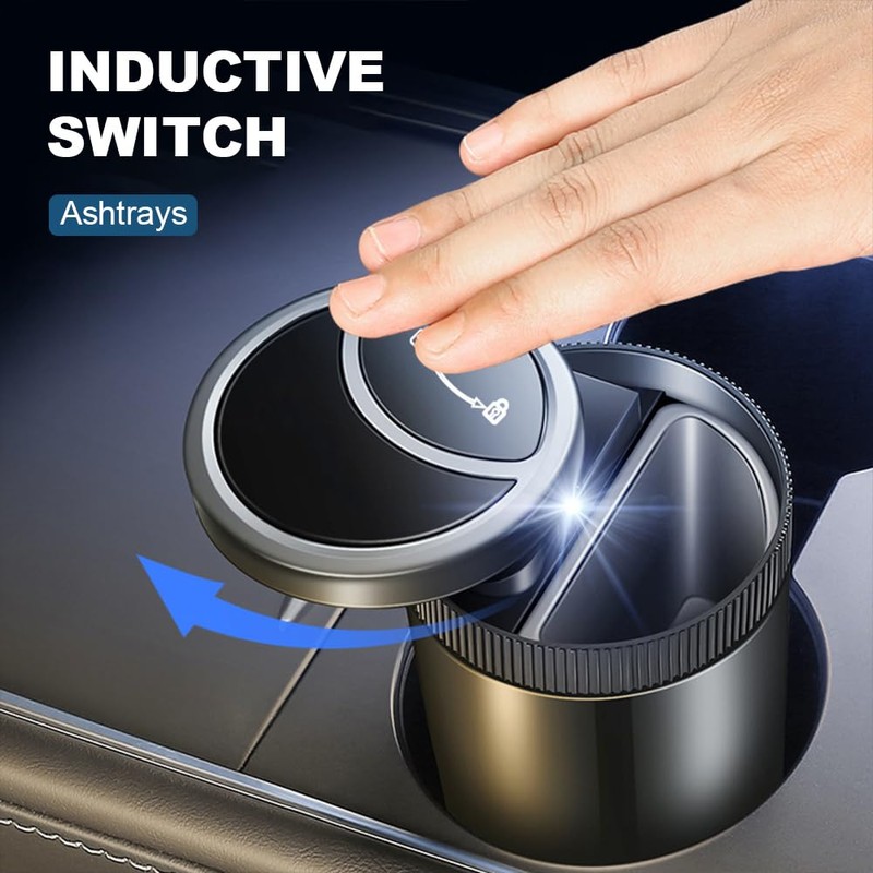Car Ashtray,Detachable Portable Mini Vehicle Trash Can Smart Sensor with