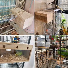 Tfwadmx Cockatiel Nesting Box Transparent Bird Nest Box Wood Bird House for Cage Parrot Breeding Boxes for Conures and Other Medium Sized Birds 13.6" x 7.3" x 7.0"